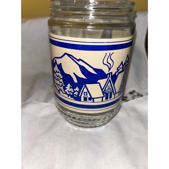 Vintage 70s Anchor Hocking 4 Seasons Peanut Butter Jar Set Blue Orange Red Green - Picture 5 of 5